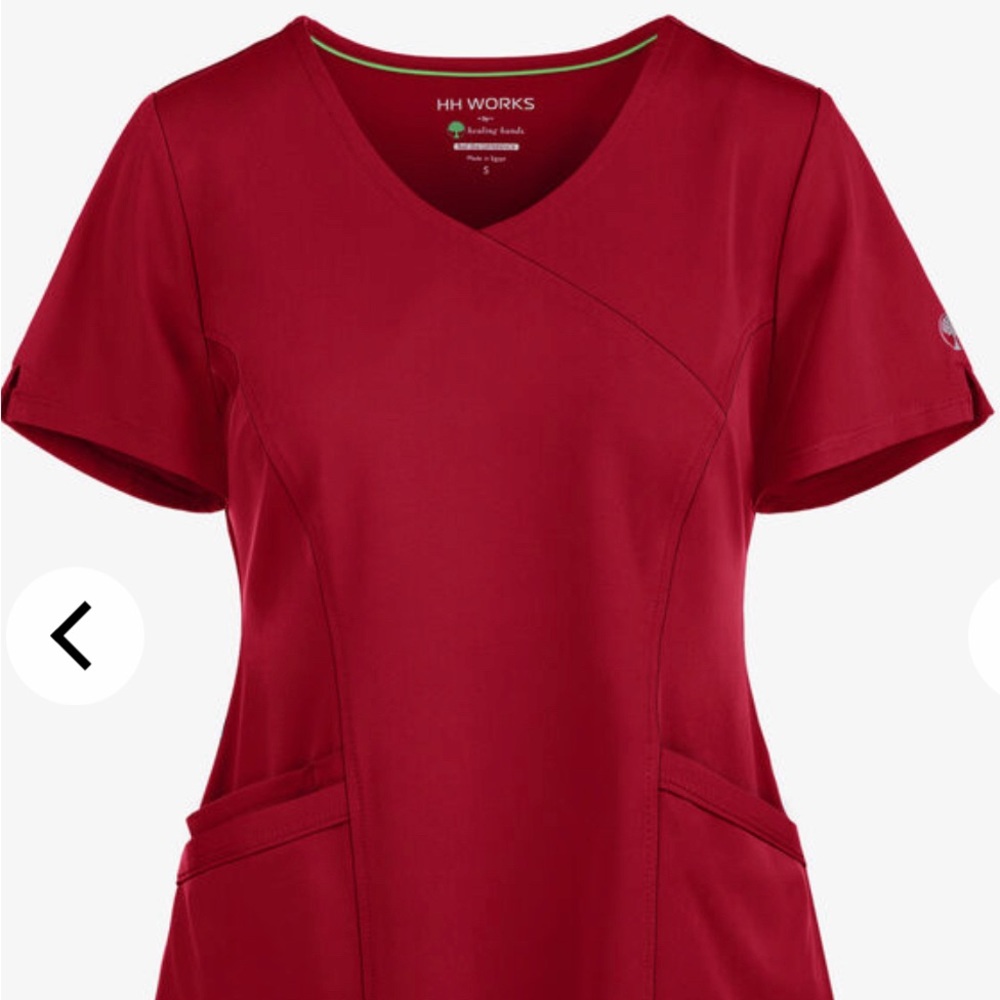 Healing hands red scrub top XL runs small